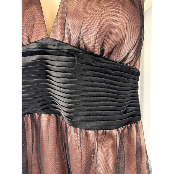 Y2K Adrianna Papell Black Mesh Tulle‎ Dress Sz 10 Whimsygoth Coquette Fairycore - Picture 3 of 15